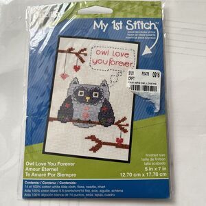 COPY - Bucilla My 1st Stitch Owl Love You Forever #46040 5x7 2013